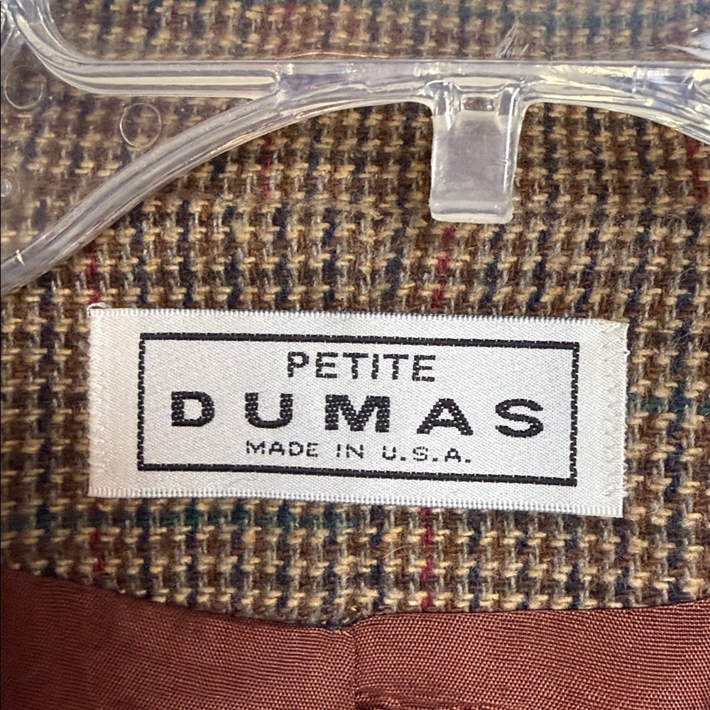DUMAS PETITE Houndstooth Wool Blazer. Vintage. Size 6P - Picture 2 of 6